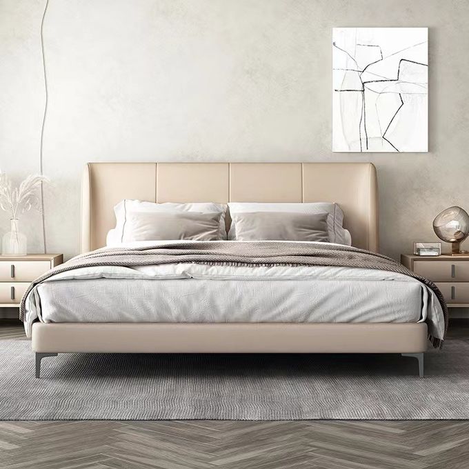 Doppelbett-Luxushotel-Schlafzimmer-Möbel mit festem hölzernem ledernem Bett 0