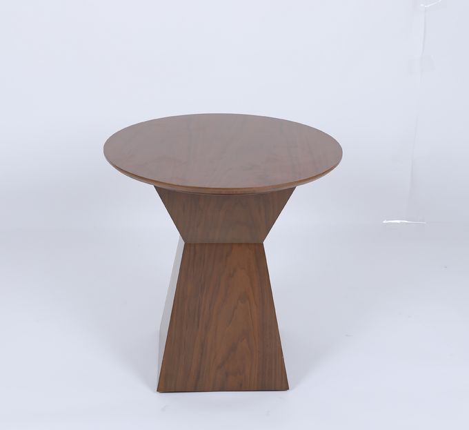 Moderner kundenspezifischer fester hölzerner LuxusRundtisch mit gegürteter Mitte-quadratischer Basis 1