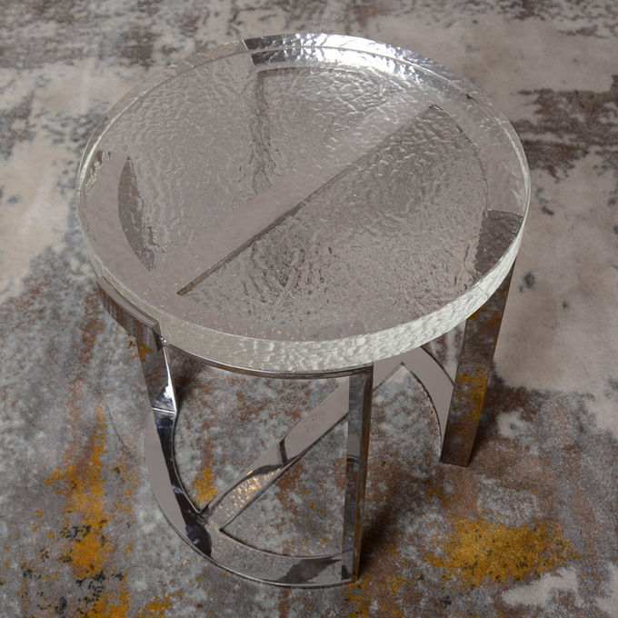 Metallmitte-Wohnzimmer-Couchtisch-Möbel stellen modernes Luxusglas ein 1