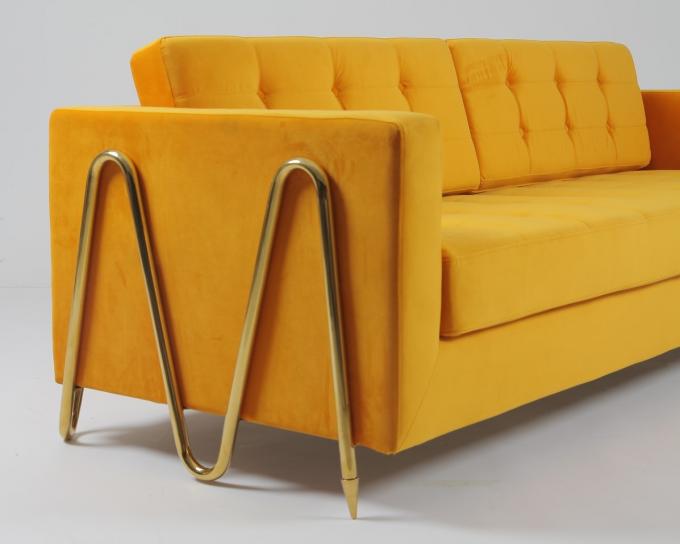 Modernes Wohnzimmer-Samt-Gewebe Sofa Couch 2240x960x820mm 4