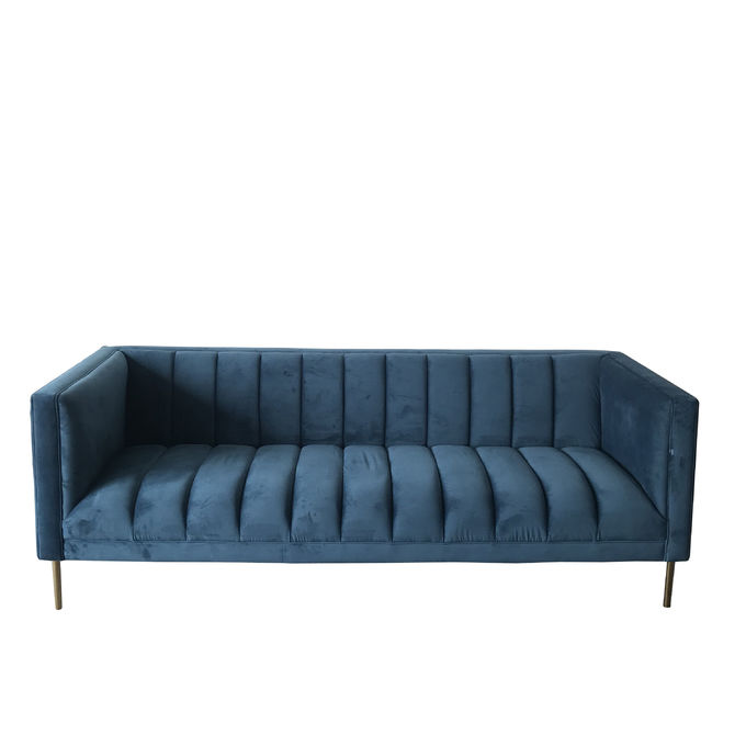 Blue Velvet heftete sich 3-Sitze- 221x76x78cm Wohnzimmer-Sofa durch 0
