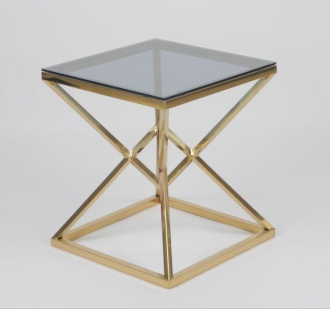 50x50cm moderner Edelstahl 0.47cbm und Glas Couchtisch 5