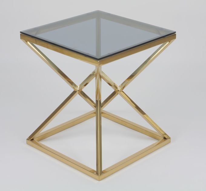 50x50cm moderner Edelstahl 0.47cbm und Glas Couchtisch 4