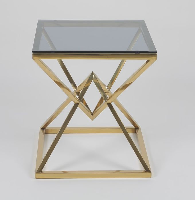 50x50cm moderner Edelstahl 0.47cbm und Glas Couchtisch 2