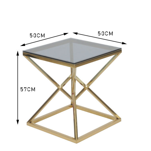 50x50cm moderner Edelstahl 0.47cbm und Glas Couchtisch 1
