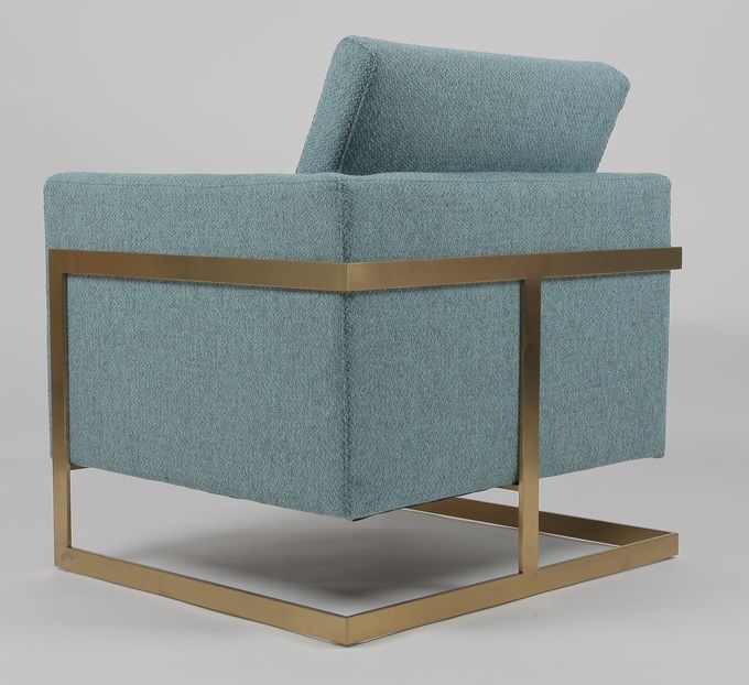 85cm Höhen-blauer Gewebe-Lehnsessel mit Goldedelstahl 1