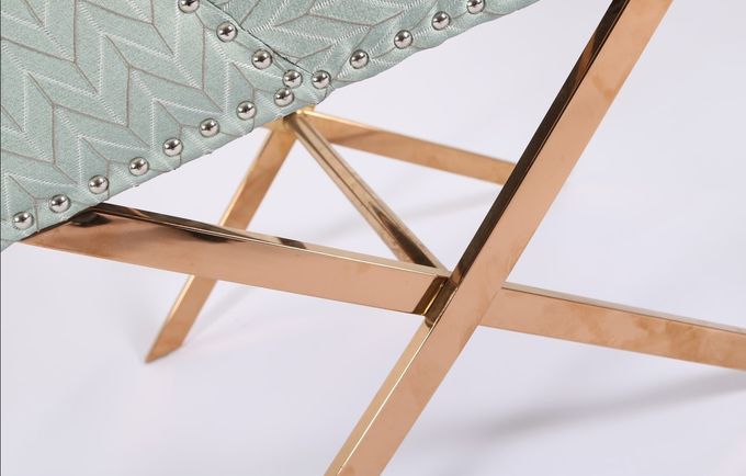 Blaues H84cm-Gewebe polsterte das Speisen von Stühlen mit Basis des Goldss 1