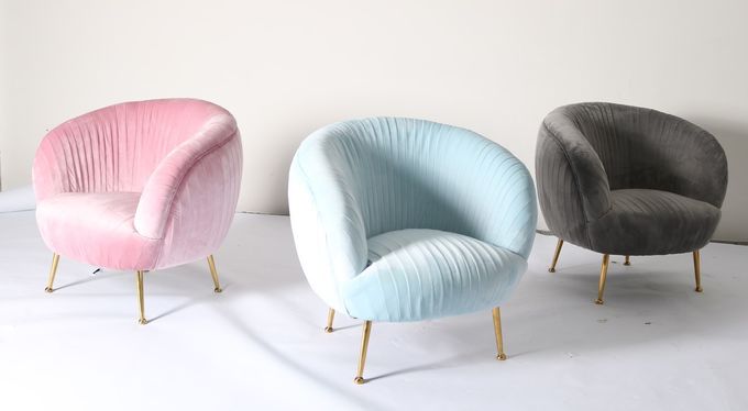 Moderne dunkelblaue Höhe des Samt-Akzent-Lehnsessel-75cm 3