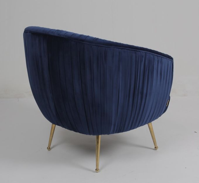 Moderner blauer 88CM Samt-Gewebe-Lehnsessel mit den Edelstahl-Beinen 3