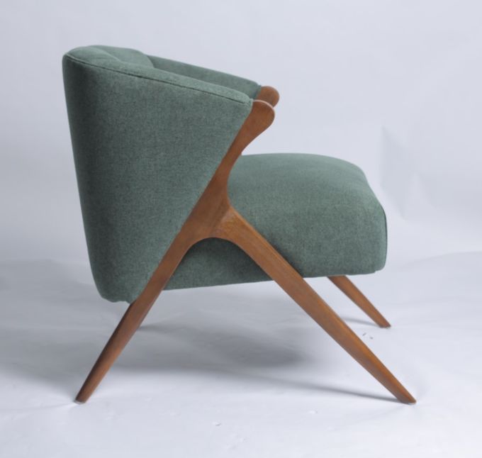 Im amerikanischen Stil Lehnsessel-Sofa Chair With Solid Wood-Beine des gewebten Materials 3