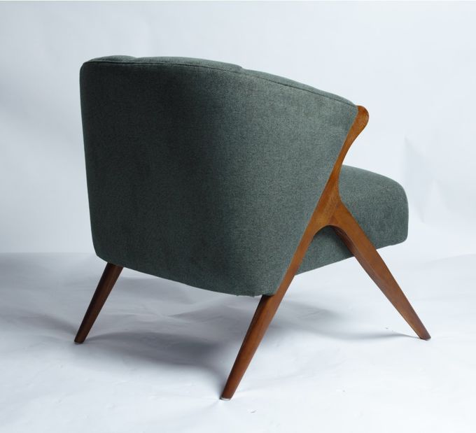 Im amerikanischen Stil Lehnsessel-Sofa Chair With Solid Wood-Beine des gewebten Materials 2