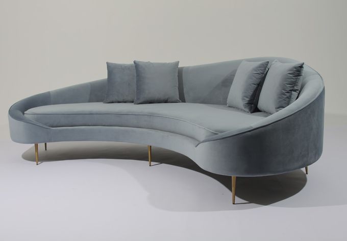 Samt-Gewebe Sofa Stainless Steel Base Couch W 260cm für Wohnzimmer 3