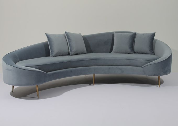 Samt-Gewebe Sofa Stainless Steel Base Couch W 260cm für Wohnzimmer 2