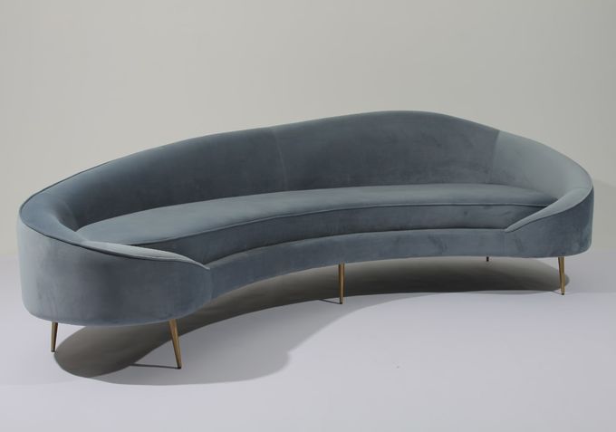 Samt-Gewebe Sofa Stainless Steel Base Couch W 260cm für Wohnzimmer 1